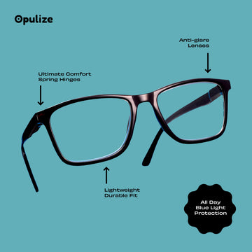 9-Pack Unisex Blue Light Blocking Reading Glasses – Lightweight Polycarbonate – Black Frame Rectangle