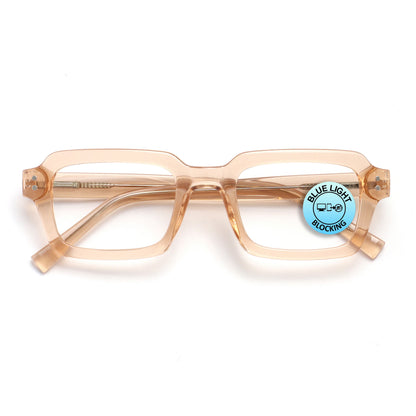 EDG zero strength blue light glasses in pink