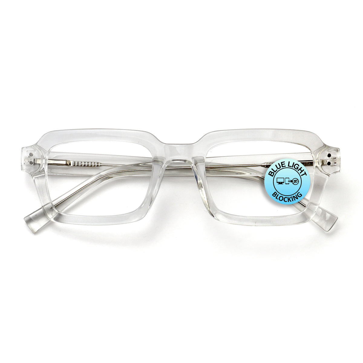 EDG zero strength blue light glasses in clear