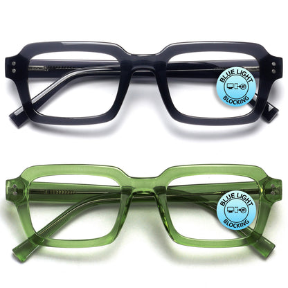 EDG zero strength blue light glasses 2-pack in black and green