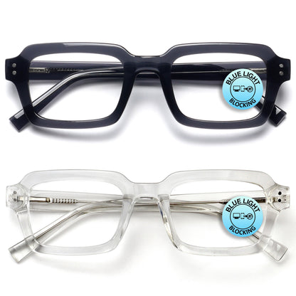EDG zero strength blue light glasses 2-pack in black and clear