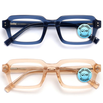 EDG blue light reading glasses 2-pack in blue and pink