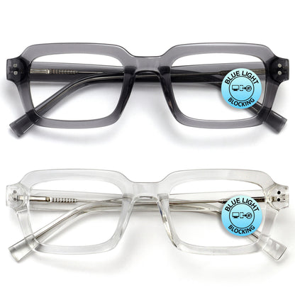 EDG zero strength blue light glasses 2-pack in grey and clear