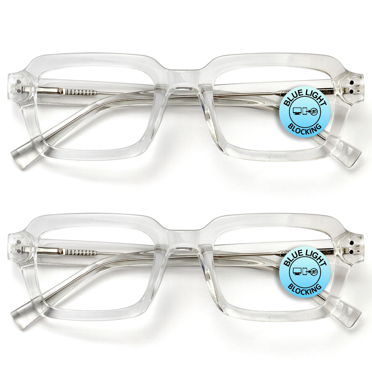 EDG zero strength blue light glasses 2-pack in clear